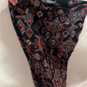 Zara Black and Red Patterned Trousers